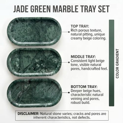 YKAJO Jade Green Oval Marble Tray, 11.8x5.9 Vanity Perfume Organizer Dish - color: Jade Green, size: 11.8" x 5.9" x 0.6"