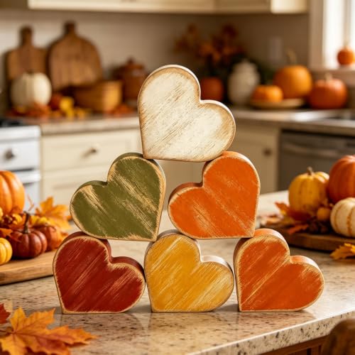 Wooden Hearts Fall Decor, Fall Decorations for Home - style: Fall Heart