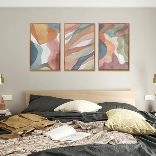 CHDITB 3Pcs Colorful Abstract Shape Block Framed Canvas Wall Art 16x24 Inch - color: Colorful Abstract, size: 16"L x 24"W