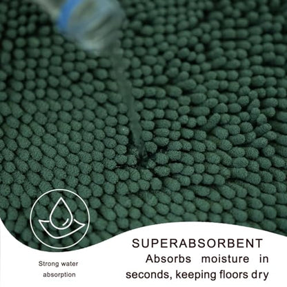 Chenille Bath Rug Runner, Ultra Soft Absorbent Bathroom Mat, Non-Slip PVC Backing, Machine Washable, 59x24, Dark Green - color: Dark Green, size: 2' x 4'11" (59"x24")