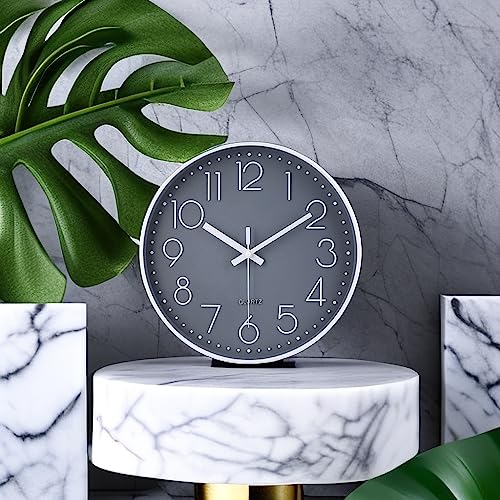 jomparis Wall Clock 12 Inch Non-Ticking Silent Battery Operated Round Wall Clock Modern Elegant Simple Style Clock for Home Office Kitchen Bedroom Living Room - color: 1 Pack - Gray, size: 12 Inch