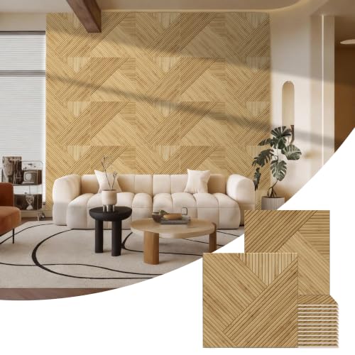 BUBOS 6-Pack Acoustic Panels, Wood Grain Sound Absorbing Panels, 23.6x23.6 - color: Light Diamond Weave, size: 72 * 48 Inches