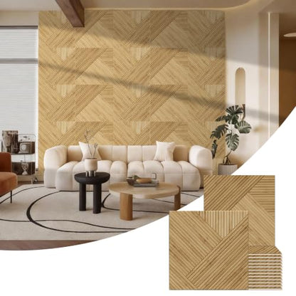 BUBOS 6-Pack Acoustic Panels, Wood Grain Sound Absorbing Panels, 23.6x23.6 - color: Light Diamond Weave, size: 72 * 48 Inches