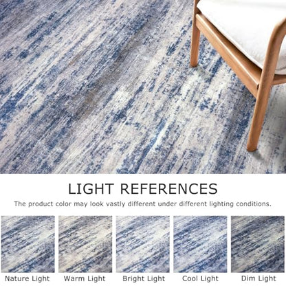 KOZYFLY Modern Abstract Area Rugs 2PCS 2x3 and 2x6 Blue-Grey Machine Washable Runner Rug Non-Slip Living Room Rug, Faux Wool Soft Low Pile Office Carpet for Hallway Entryway Bathroom Bedroom - color: Blue-grey, size: 2' x 3' (Set)
