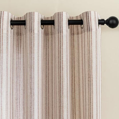 MYSKY HOME Taupe Striped Linen Curtains for Bedroom 63 Inches 2 Panels - color: B-taupe, size: 52"W x 63"L (Pack of 2)