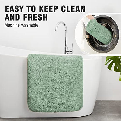 TECHMILLY Shaggy Bathroom Rugs Thick Non Slip Microfiber Mat Green 17"x24" - color: Sage, size: 1'5" x 2' (Rectangular)