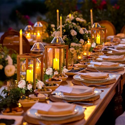 30 Pcs Wedding Lantern Centerpiece with Candle Holders, Light Pink Flower - color: Light Pink Flower