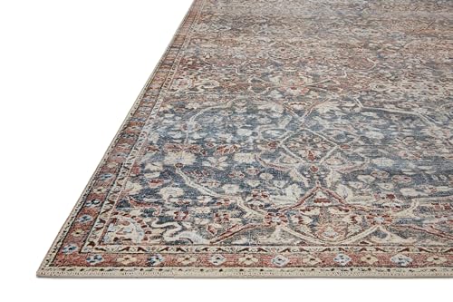 Loloi Chris Loves Julia Jules Denim/Spice 3'-6" x 5'-6" Accent Rug - color: Denim / Spice, size: 3'6" x 5'6" (Rectangular)