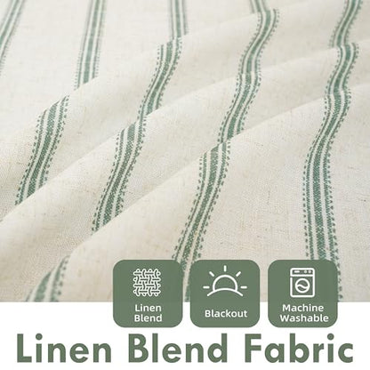 DriftAway Farmhouse Stripe Blackout Curtains, W52xL63, Loden Green - color: G Loden Green Stripe, size: 52"W x 63"L (Pack of 2)