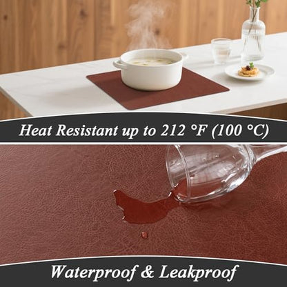 SHACOS Faux Leather Placemats Set of 8 Place Mats Table Mats - color: Chestnut and Greige