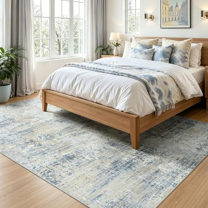 5x7 Area Rugs for Living Room Bedroom, Washable Non Slip Blue Rug - color: Blue, size: 5' x 7' (Rectangular)