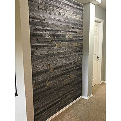 Rockin' Wood Real Wood Peel & Stick 2 & 4 Foot Length Rustic Reclaimed Naturally Weathered Barn Wood Accent Paneling Planks for Walls, 10 Square Feet - size: 10 Square Feet