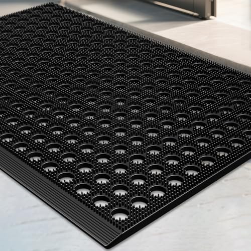Mibao Front Door Mat, 35.5" x 24", Black, Heavy Duty Dirt Trapping - color: Black, size: 2' x 3' (Rectangular)