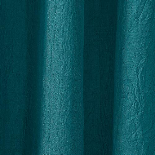 No. 918 Tayla Crushed Texture Semi-Sheer Rod Pocket Curtain Panel, 50" x 63", Marine - color: Marine Teal, size: 50"W x 63"L (Pack of 1)