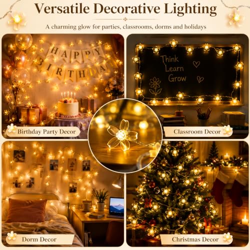 10ft 30 LED Fairy Flower String Lights Battery & USB Operated (Warm White) - color: Warm White