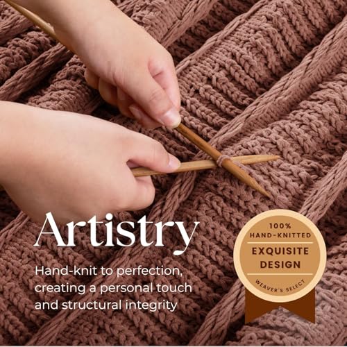 Boho Knitted Chenille Blanket with Tassels - Lightweight & Soft All-Season Throw - 3D Classic Pattern for Living Room Bedroom Couch, Clay Brown, King 90"x108" - color: Clay Brown, size: King