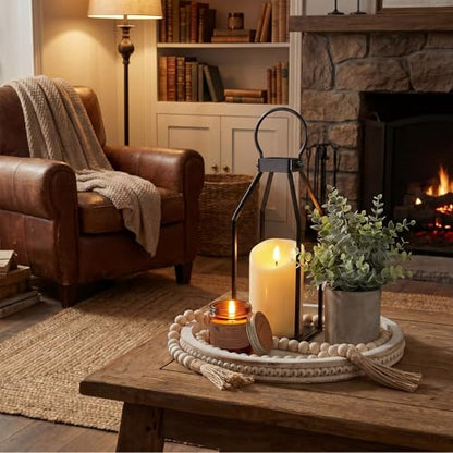 Novabright 6 Pcs Farmhouse Lantern Decor Set Candle Lanterns Simple Lines - style: Simple Lines