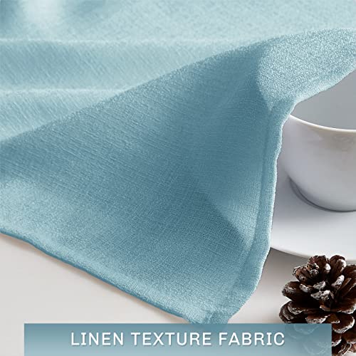 Melodieux Blue Semi Sheer Curtain Valance for Kitchen Cafe Small Windows Linen Look Rod Pocket, 52 by 18 Inch, 1 Panel - color: Blue, size: 52"W x 18"L (Pack of 1)
