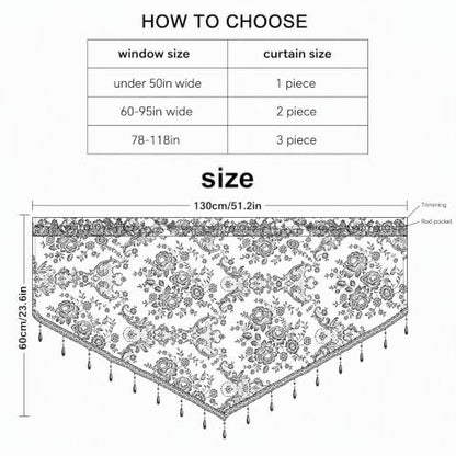 Molaxhome Swag Curtain Scalloped Curtain Valance Drape Sheer Lace Panel 1pc - color: Lace White