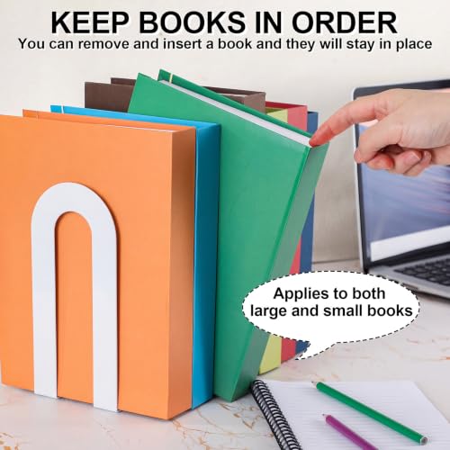 Chunful 24 Pcs White Metal BookEnds Shelves, 7.5 x 5.75 x 3.5 in - color: White, size: 7.5*5.75*3.5inch