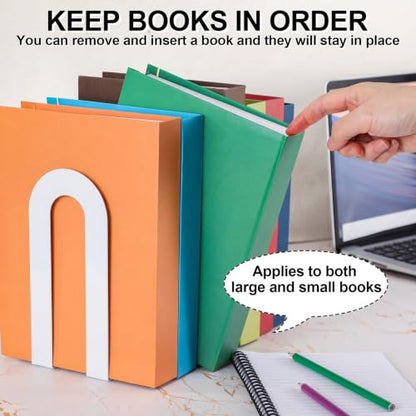 Chunful 24 Pcs White Metal BookEnds Shelves, 7.5 x 5.75 x 3.5 in - color: White, size: 7.5*5.75*3.5inch