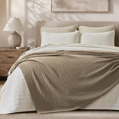 EVERGRACEHOME Chunky Chenille Knit Throw Blanket, Hearth Taupe, 50" x 60" - color: Hearth Taupe, size: 50" x 60"