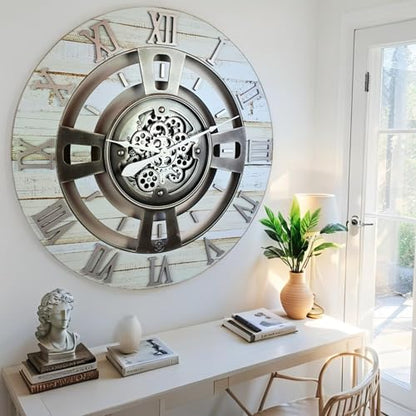 ImprovingLife The Gears Clock Real Moving Gear Wall Clock England Line (Desert Beige, 24 inches (60 cm)) - color: Desert Beige, size: 24 inches (60 cm)