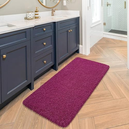 Bathroom Runner Rug 48"x24", Non Slip Long Bath Mat, Burgundy - color: Burgundy, size: 48" x 24" (Rectangular)