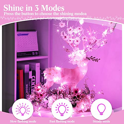 Hortsun 100 Pack Battery Operated Fairy Lights 7 ft 20 LED, Pink - color: Pink Light