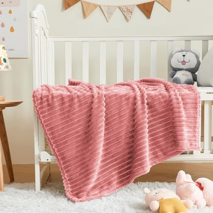 BEDELITE 3D Ribbed Pink Baby Blankets for Boys Girls 30"x 40" - color: Dusty Pink, size: Kids(30"x40")