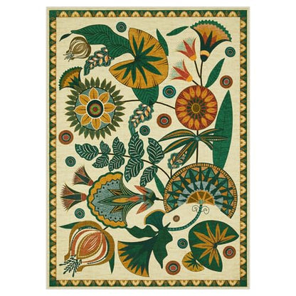 Joydeco 3x5 Washable Entryway Rug Non Slip, Egypt Floral Beige Bedroom Rug - color: Beige, size: 3' x 5' (Rectangular)