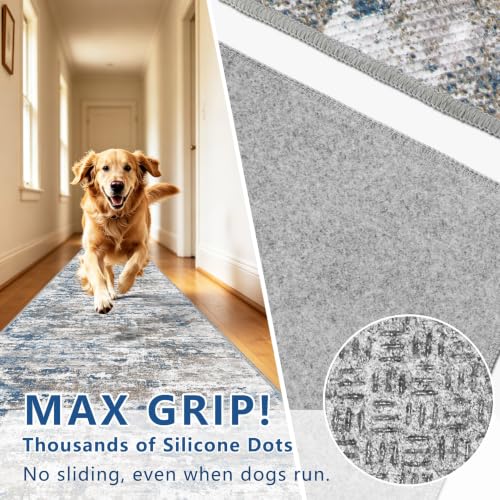 Long Hallway Runner Rug 3x12 ft Textured Non Slip for Dogs, Multi - color: Abstract-multi, size: 3' x 12' (Runner)