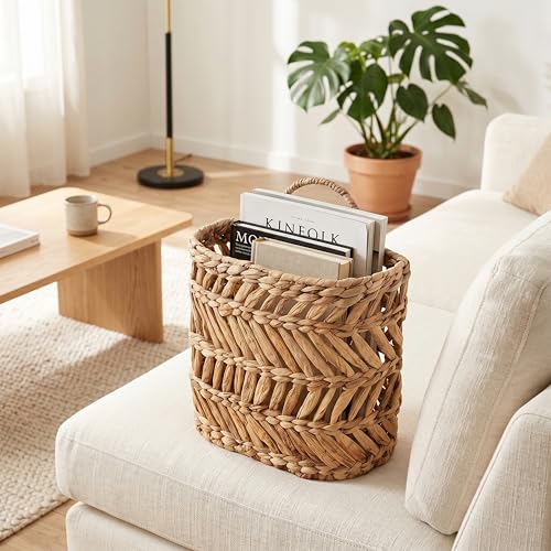 SHCMSADO Wicker Hanging Basket Handmade Woven Hanging Storage Basket Natural Wicker Decorative Baskets for House Garden Wedding Wall Decorations,12*5*12