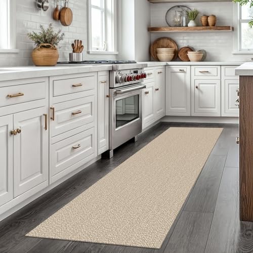 EARTHALL Washable Runner Rug, Non Slip Kitchen Runner, 2x7 Ft, Sand/Beige - color: Sand/Beige, size: 2' x 7' (Rectangular)