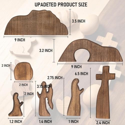 NEROSUN Wooden Empty Tomb Easter Scene and Cross Decoration - color: Wooden Empty Tomb