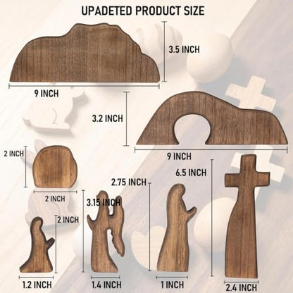 NEROSUN Wooden Empty Tomb Easter Scene and Cross Decoration - color: Wooden Empty Tomb