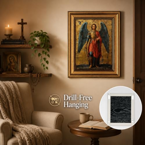 Gold Framed Archangel Michael Canvas Wall Art 16inx24in - color: Archangel A, size: 24"L x 16"W