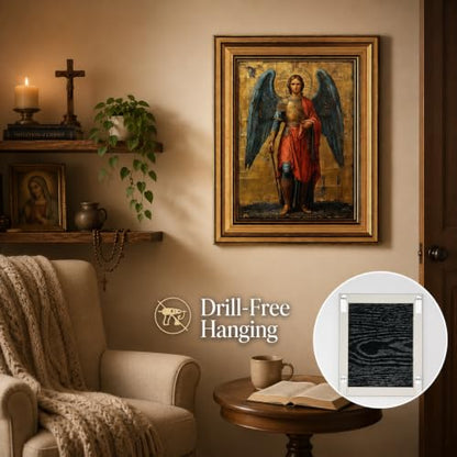 Gold Framed Archangel Michael Canvas Wall Art 16inx24in - color: Archangel A, size: 24"L x 16"W