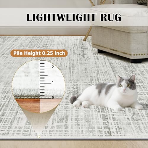 4x6 Washable Area Rug for Living Room Bedroom: Non-Slip Modern White Gray - color: White Gray, size: 4' x 6' (Rectangular)
