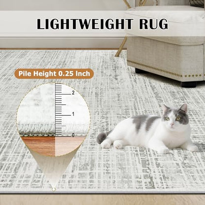4x6 Washable Area Rug for Living Room Bedroom: Non-Slip Modern White Gray - color: White Gray, size: 4' x 6' (Rectangular)