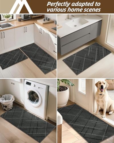 COSY HOMEER Kitchen Rugs,2 PCS Kitchen Mats Non Slip Washable,Gray - color: Grey, size: 20"x32" + 20"x48"