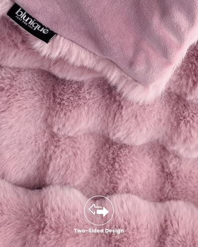Ultra Soft Cozy Faux Fur Throw Blanket, Fuzzy Plush Thick Bubble Blanket, Oversize Luxury Fluffy Blanket for Couch, Bed, and Living Room, 60x80 Inches, Pink - color: Pink, size: Twin(60" X 80")