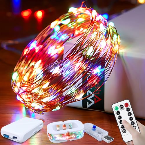 50LED Fairy Lights USB & Battery Powered, 16Ft Mutilcolor Fairy String Lights with 8 Modes & Timer, Cuttable Copper Wire Waterproof Twinkle Light Indoor Outdoor for Bedroom Wedding Christmas Decor - color: Mutilcolor, size: 1 Pack