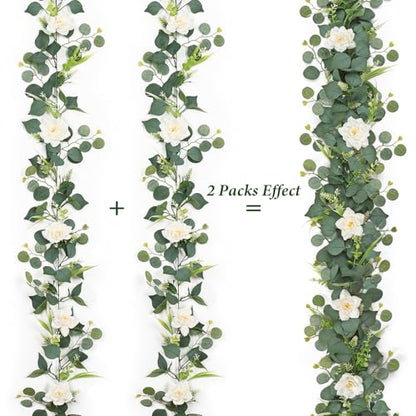 Flower Garland Artificial Rose Garland 4PCS Eucalyptus Garlands - color: White Rose, size: 4PCS