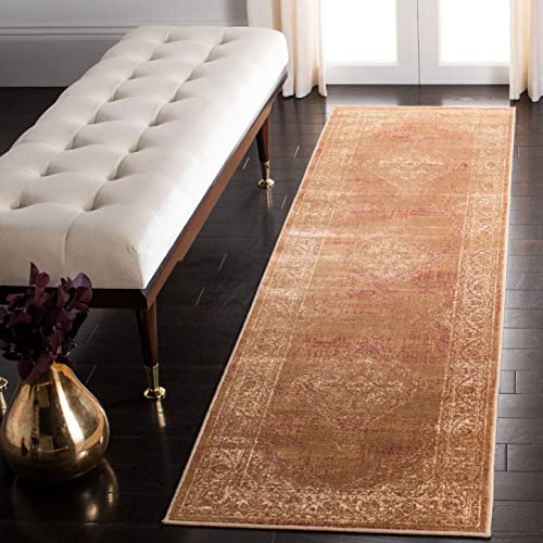 SAFAVIEH Vintage Collection Runner Rug - 2'2" x 7'2", Taupe, Oriental Medallion Distressed Viscose Design, Ideal for High Traffic Areas in Living Room, Bedroom (VTG112-660)
