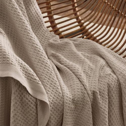Bedsure 100% Cotton Big Oversized King Blanket, Waffle Weave, Khaki Brown - color: 03 Khaki Brown, size: Oversized King (120" X 94")