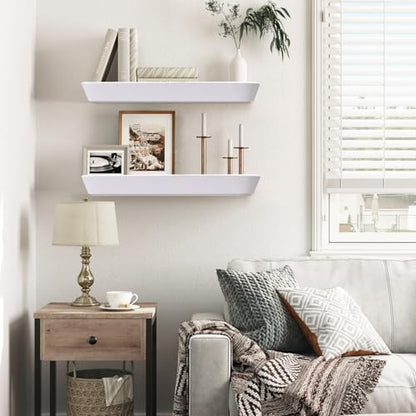 16x6.8x1.6in Slanted Solid Wood Floating Wall Shelves 2-Pack White - color: White, size: 16"-Set of 2