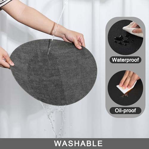 Myir JUN 14" Round Placemats Set of 4, Reversible Dual-Color Place Mats - color: Gray Black