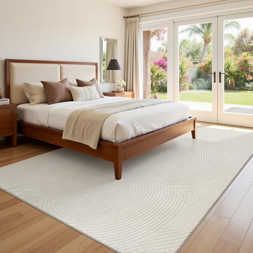 U'Artlines 8x10ft Washable Area Rug for Living Room, Beige - size: 8 x 10ft