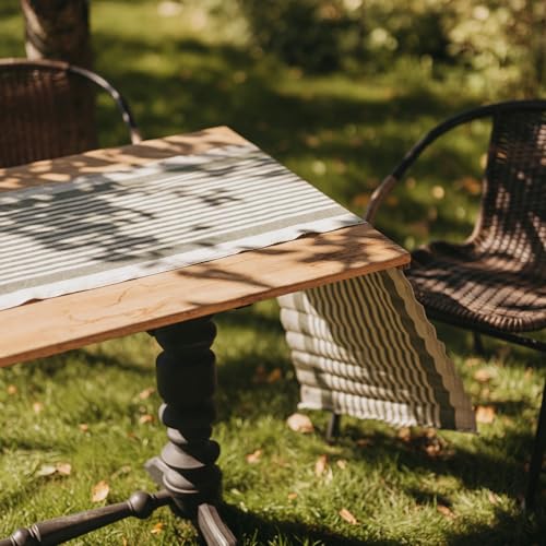 Natural Coarse 100% Linen Table Runner 18 x 95 Inches - Rustic Farmhouse Flax Table Runner for Everyday Use, Holidays & Special Occasions (Nordic Pine Green, 18 x 95 inch) - color: Nordic Pine Green